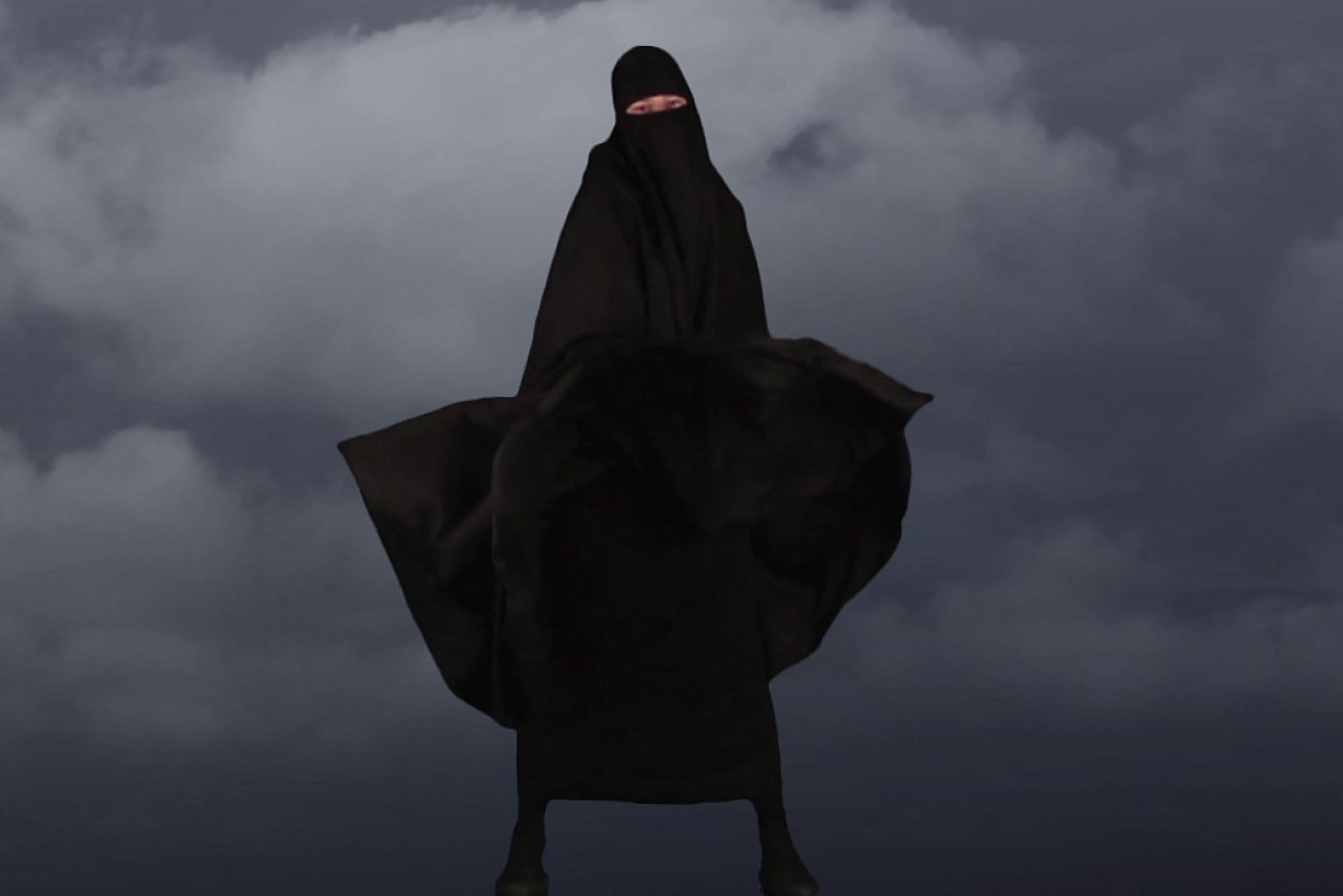 Bombshell, a video work by Cigdem Aydemir, explores the image and idea of the burqa as possible terrorist threat while referencing Marilyn Monroe’s iconic dress scene in the film 'Seven Year Itch'.