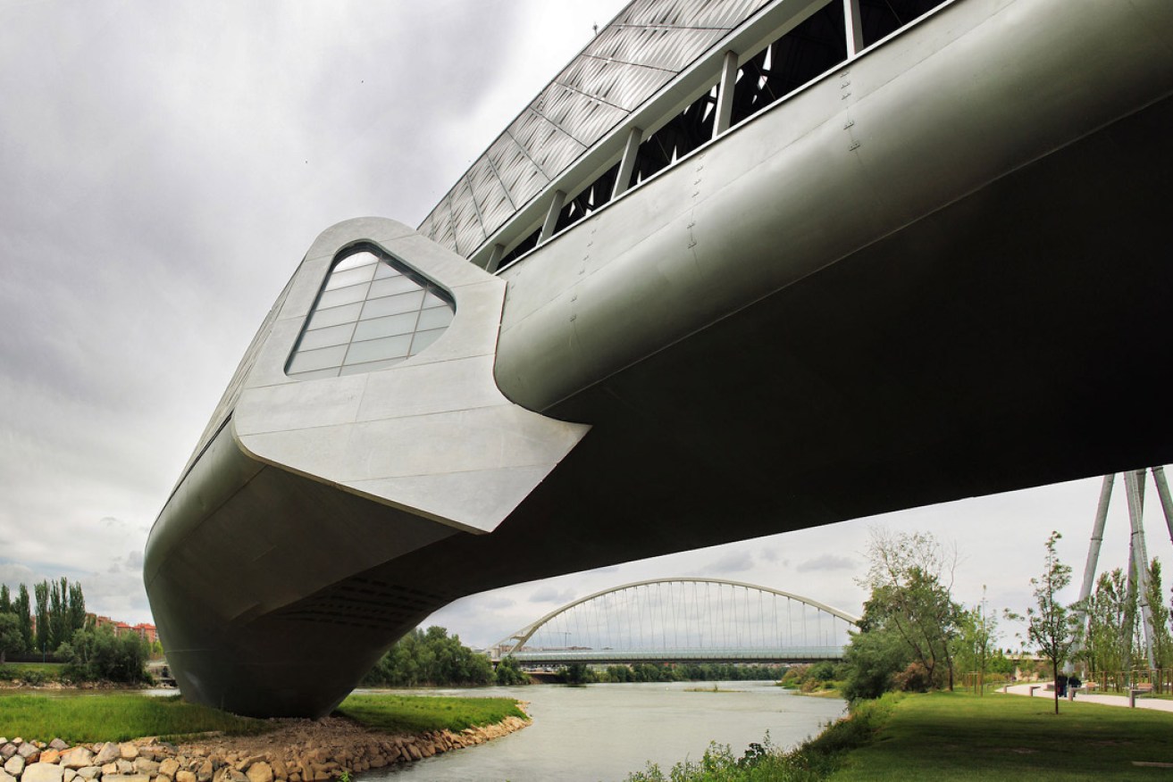 The Bridge Pavillion designed by  Zaha Hadid  for the 2008 Expo  in Zaragoza, Spain. Photo: Juan E De Cristofaro / Wikimedia