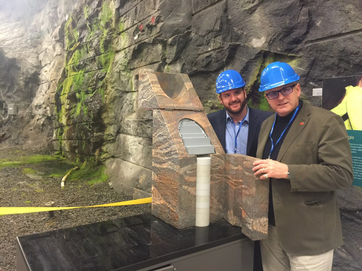 Committee for Adelaide's Matt Clemow and Business SA's Nigel McBride at a nuclear repository in Finland during the recent European delegation.