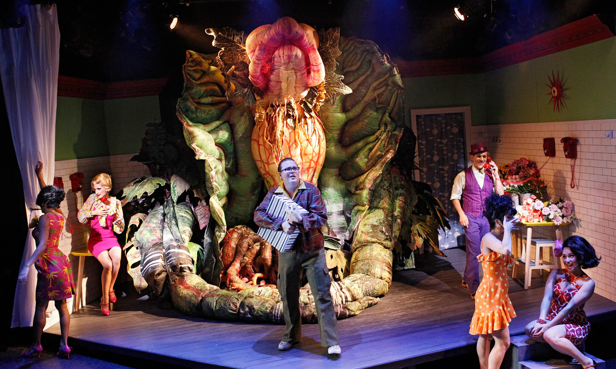 The ensemble cast with Audrey II. Photo: Jeff Busby