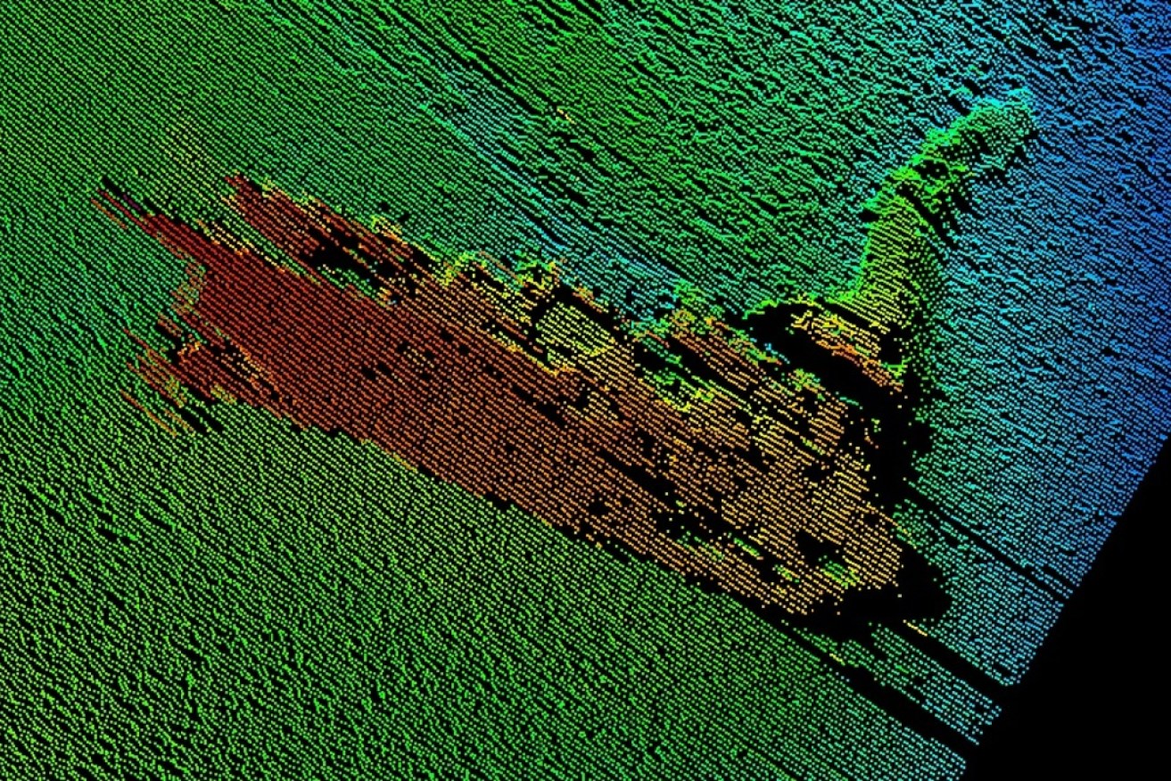 A sonar image of the ‘Nessie’ found 180 metres deep in Loch Ness. Kongsberg Maritime
