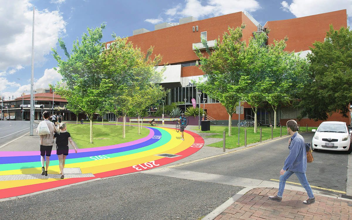 The endorsed design for the rainbow walk to be constructed in Light Square. Image: Supplied