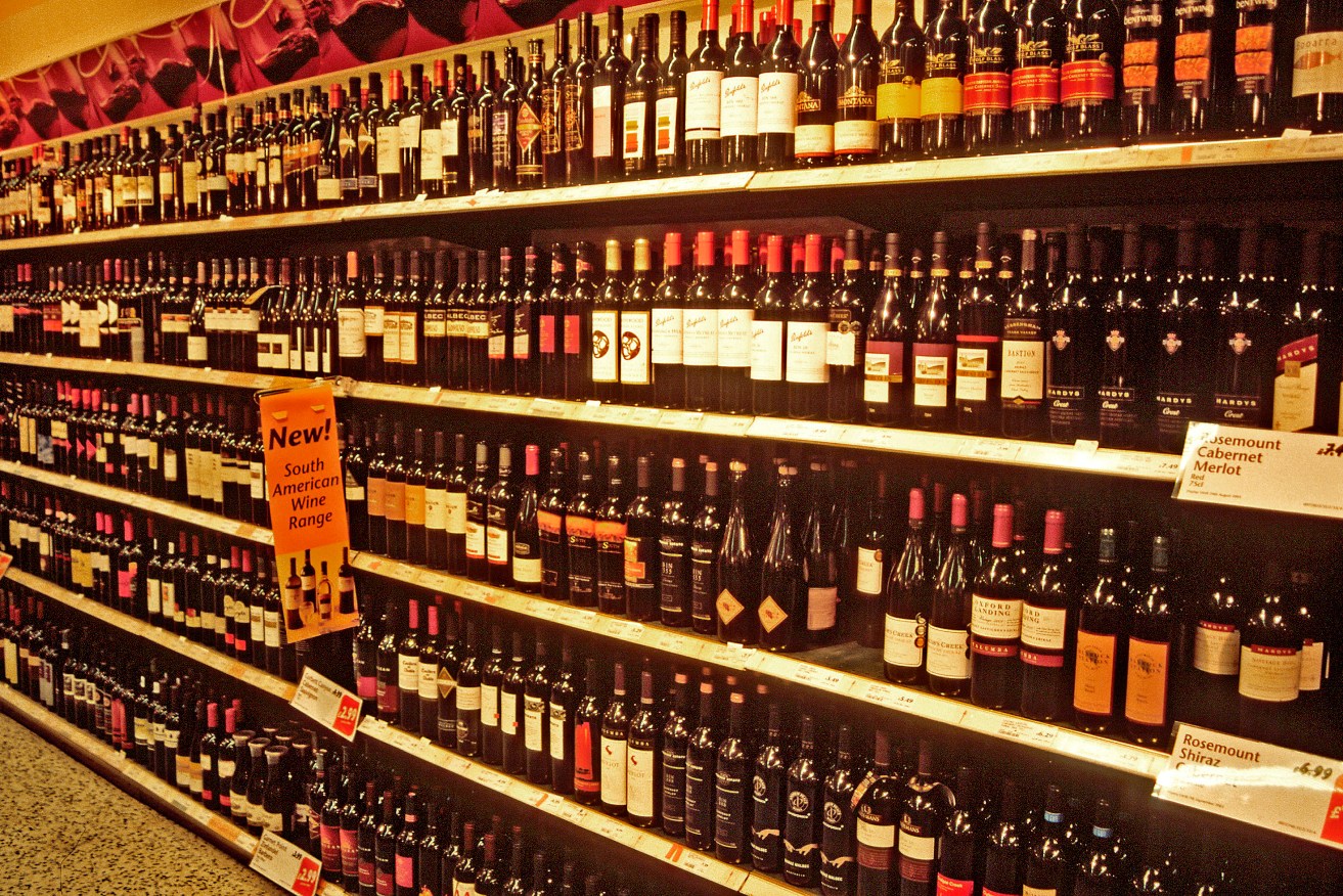 Wine on sale in a UK supermarket. Photo: AAP/ Tony Jones