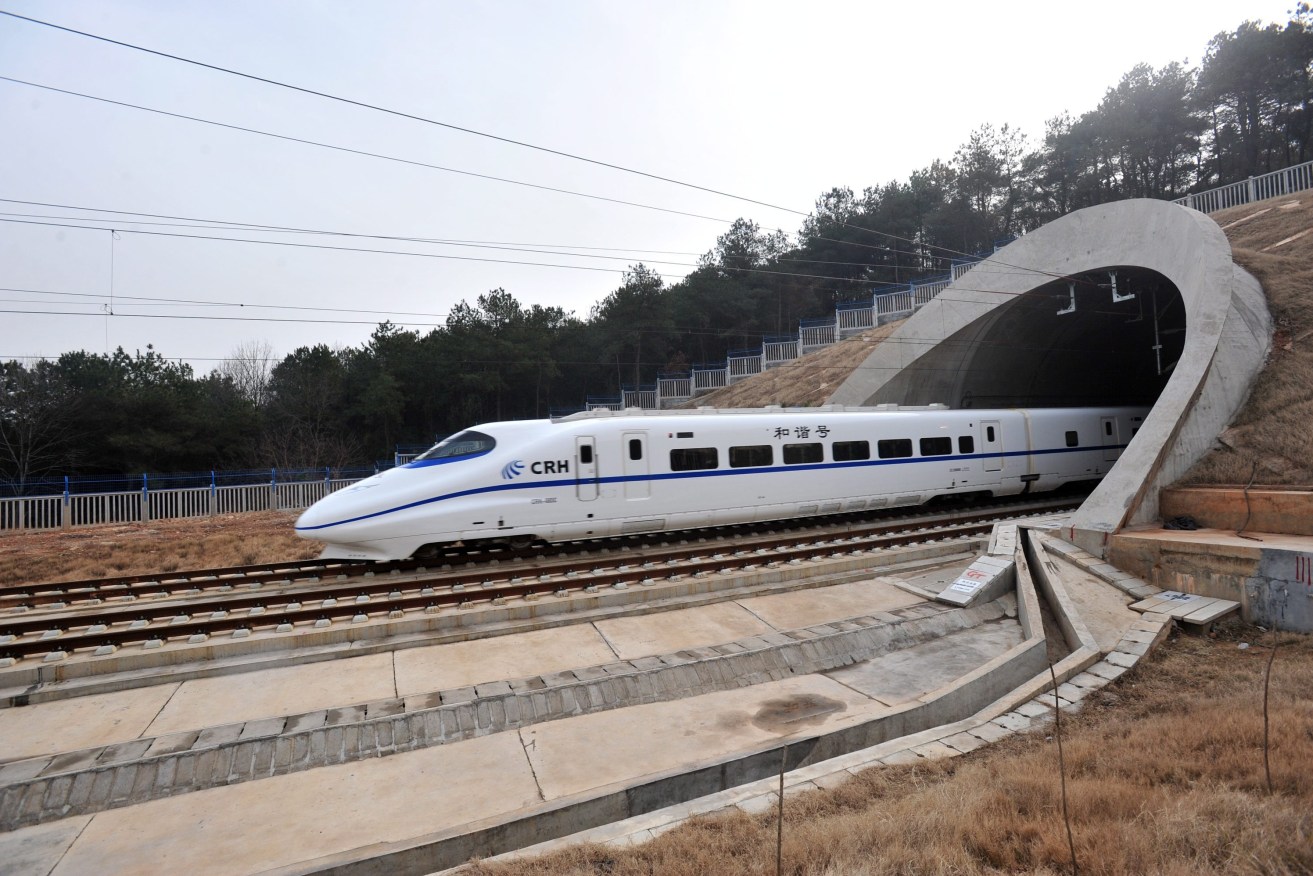 A high-speed bullet train in central China's Hubei province. Photo: EPA/SHEPHERD ZHOU