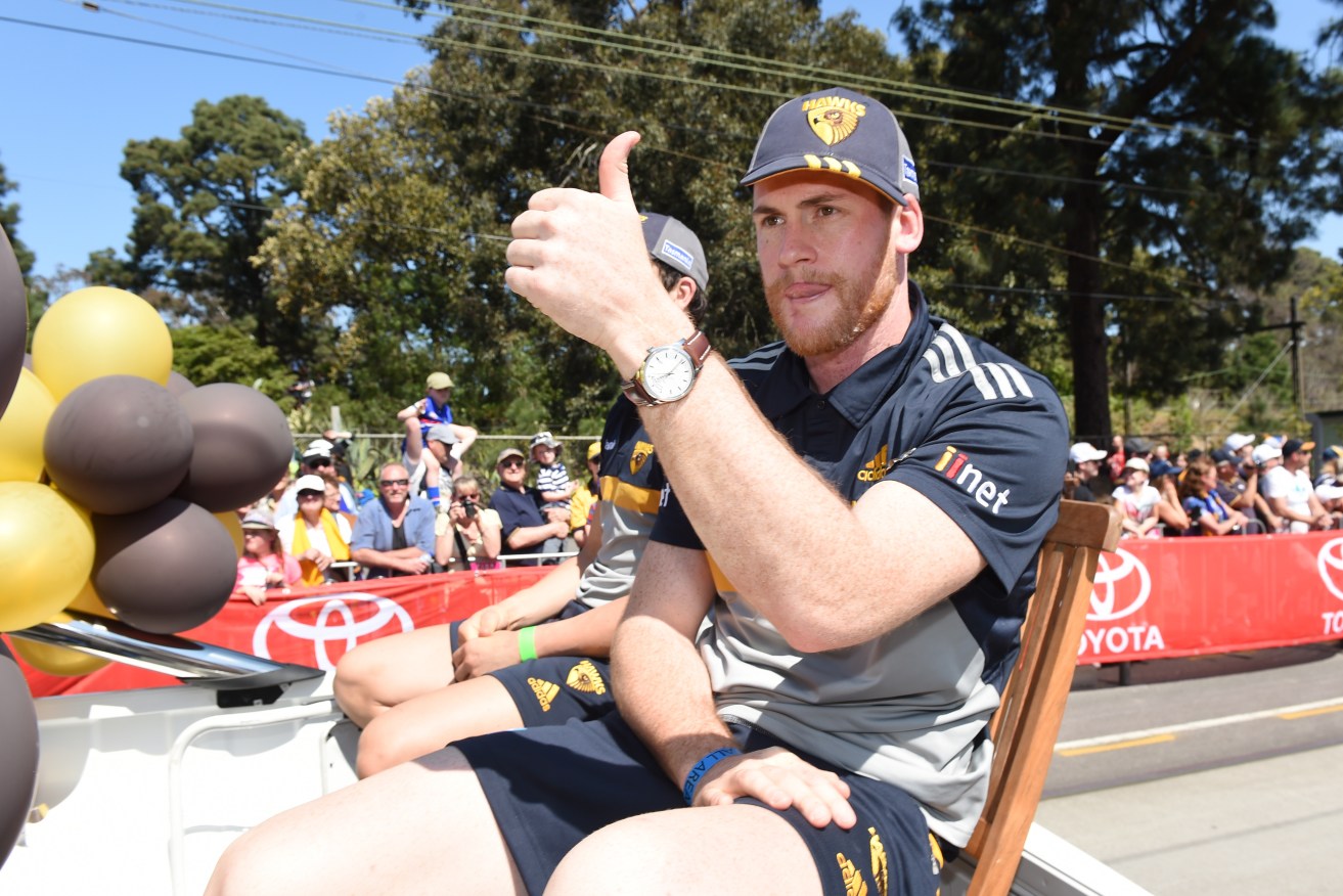 Jarryd Roughead during last year's Grand Final parade. Photo: Tracey Nearmy, AAP.