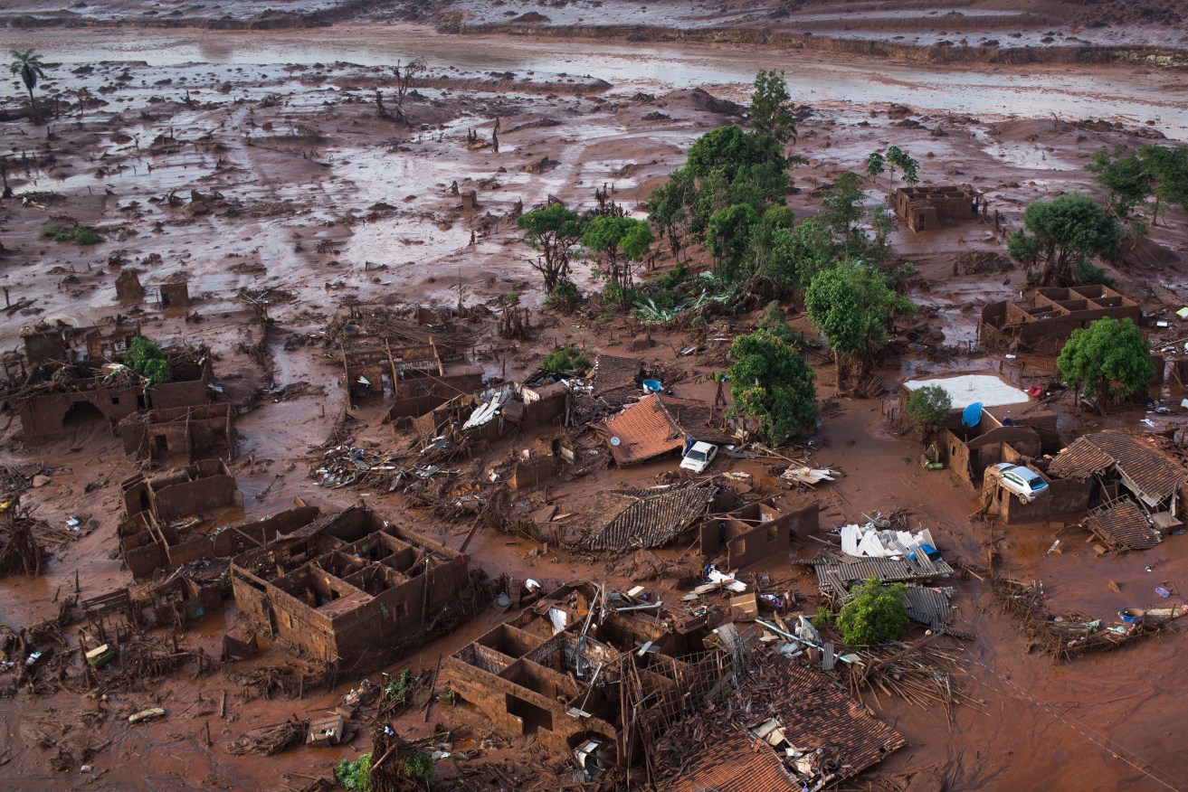 The small Brazilian town of Bento  Rodrigues in ruins after the dam collapse. Photo: AP/Felipe Dana