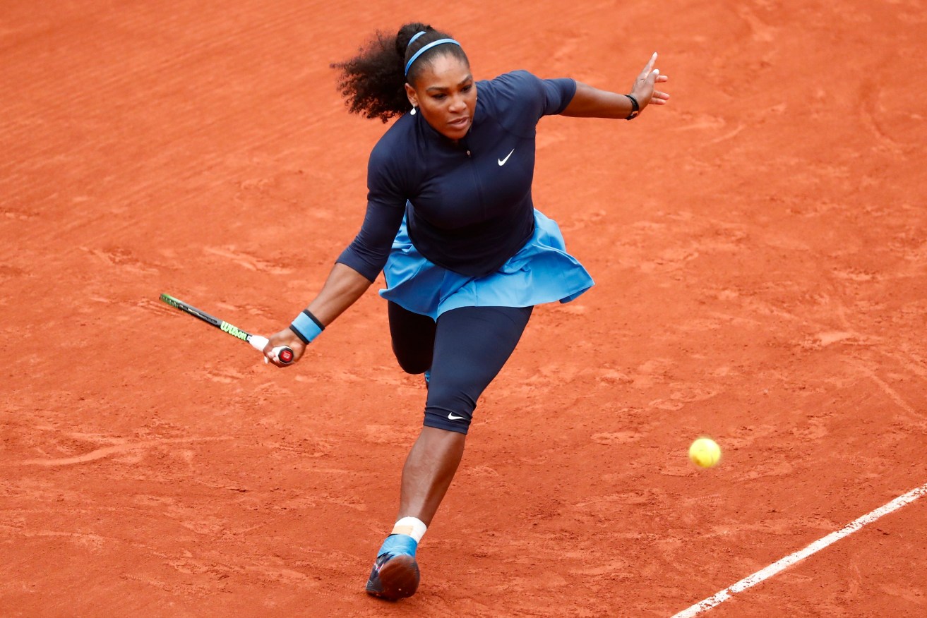 Serena Williams in action against Magdalena Rybarikova. Photo: IAN LANGSDON, EPA.