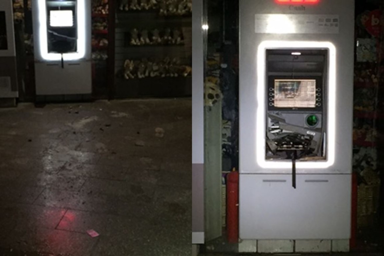 An SA Police image of the damaged ATM.