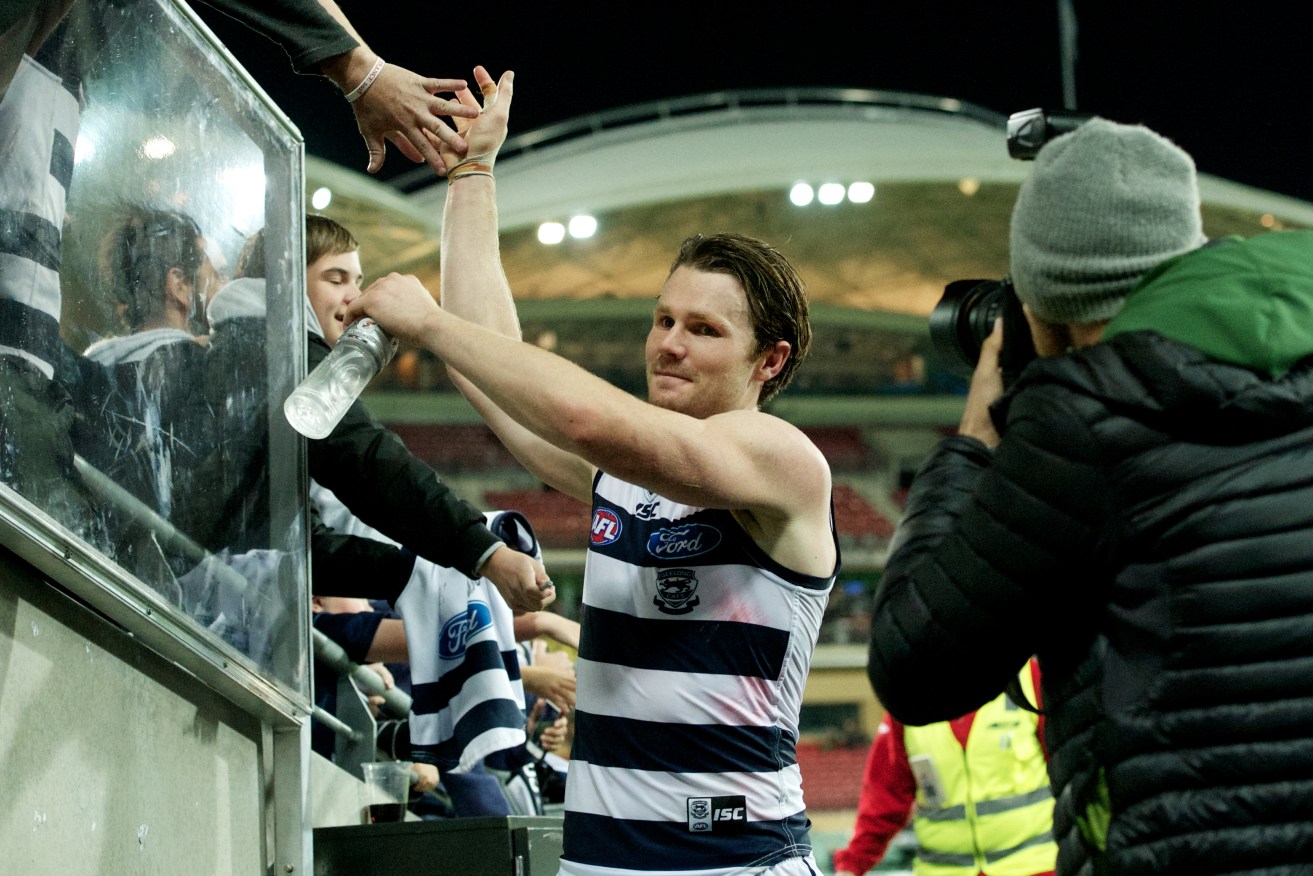 Patrick Dangerfield's last trip to Adelaide Oval - against Port Adelaide - was a successful return. Photo: Michael Errey, InDaily.