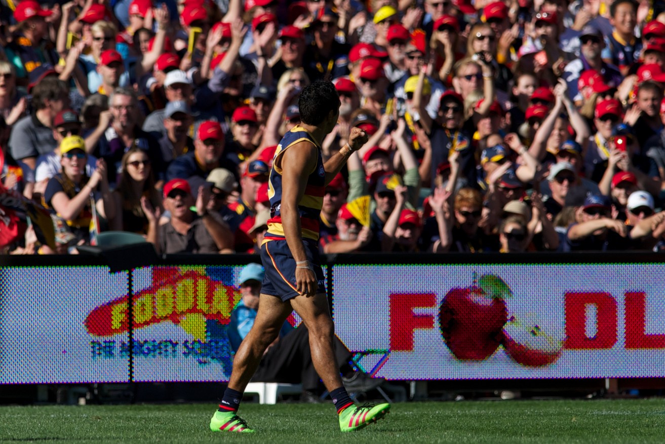 Four goals from Eddie Betts was the clear highlight for an underwhelmed Adelaide Oval crowd on Saturday. Photo: Michael Errey, InDaily.