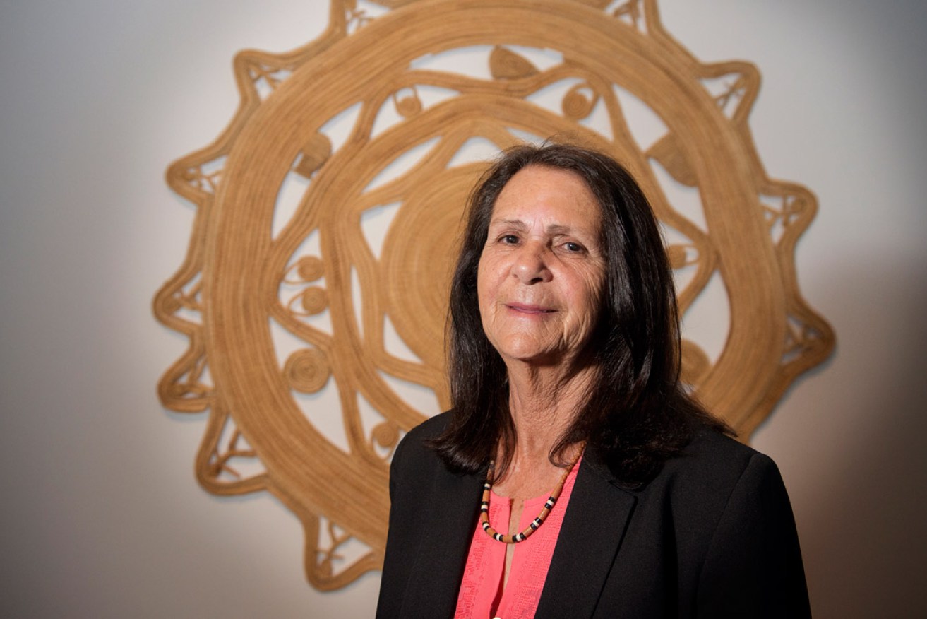 Yvonne Koolmatrie at the opening of her Riverland exhibition at the Art Gallery of SA. Photo: Ben Searcy