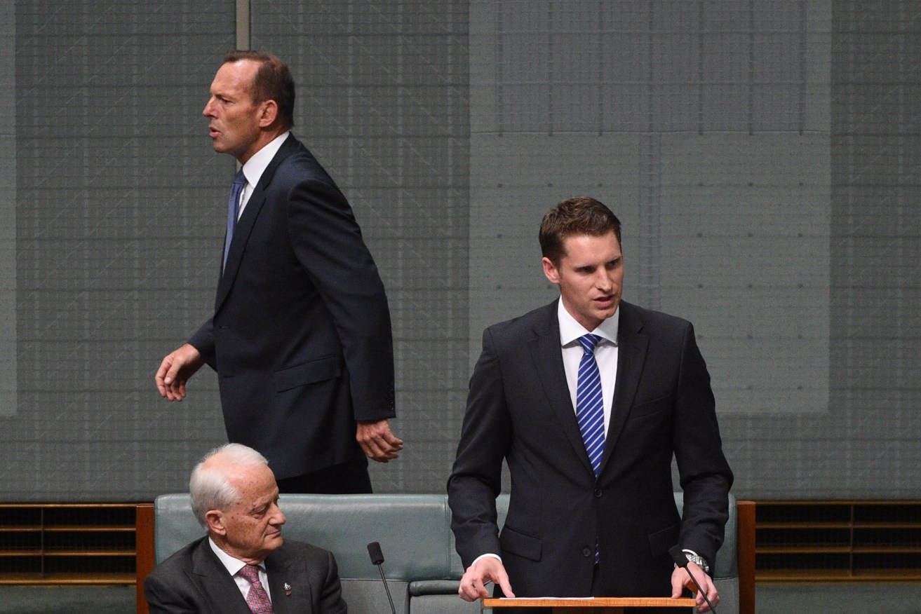 Andrew Hastie makes his first speech in the House of Representatives last year. Photo: AAP/Mick Tsikas