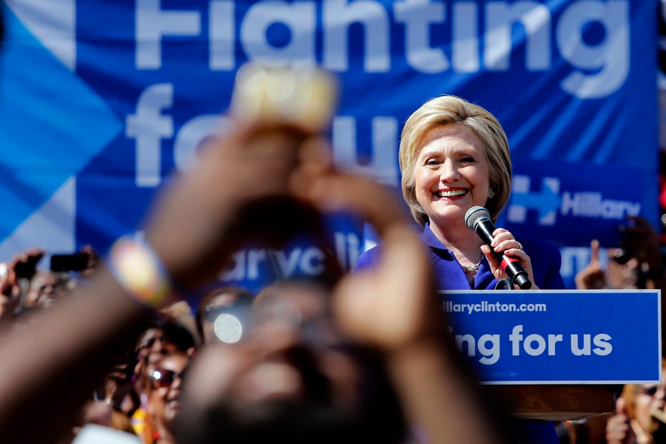 Hillary Clinton campaigning in Los Angeles this week. Photo: EPA/Paul Buck