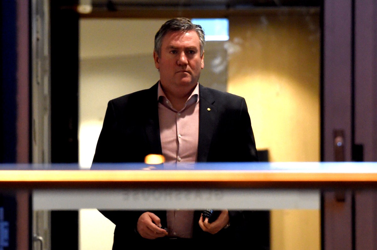 Collingwood Magpies president Eddie McGuire leaves the AFL club's head quarters in Melbourne, Tuesday, June, 20, 2016. The Collingwood board has backed McGuire following the AFL controversy involving Fairfax journalist Caroline Wilson. (AAP Image/Tracey Nearmy) NO ARCHIVING