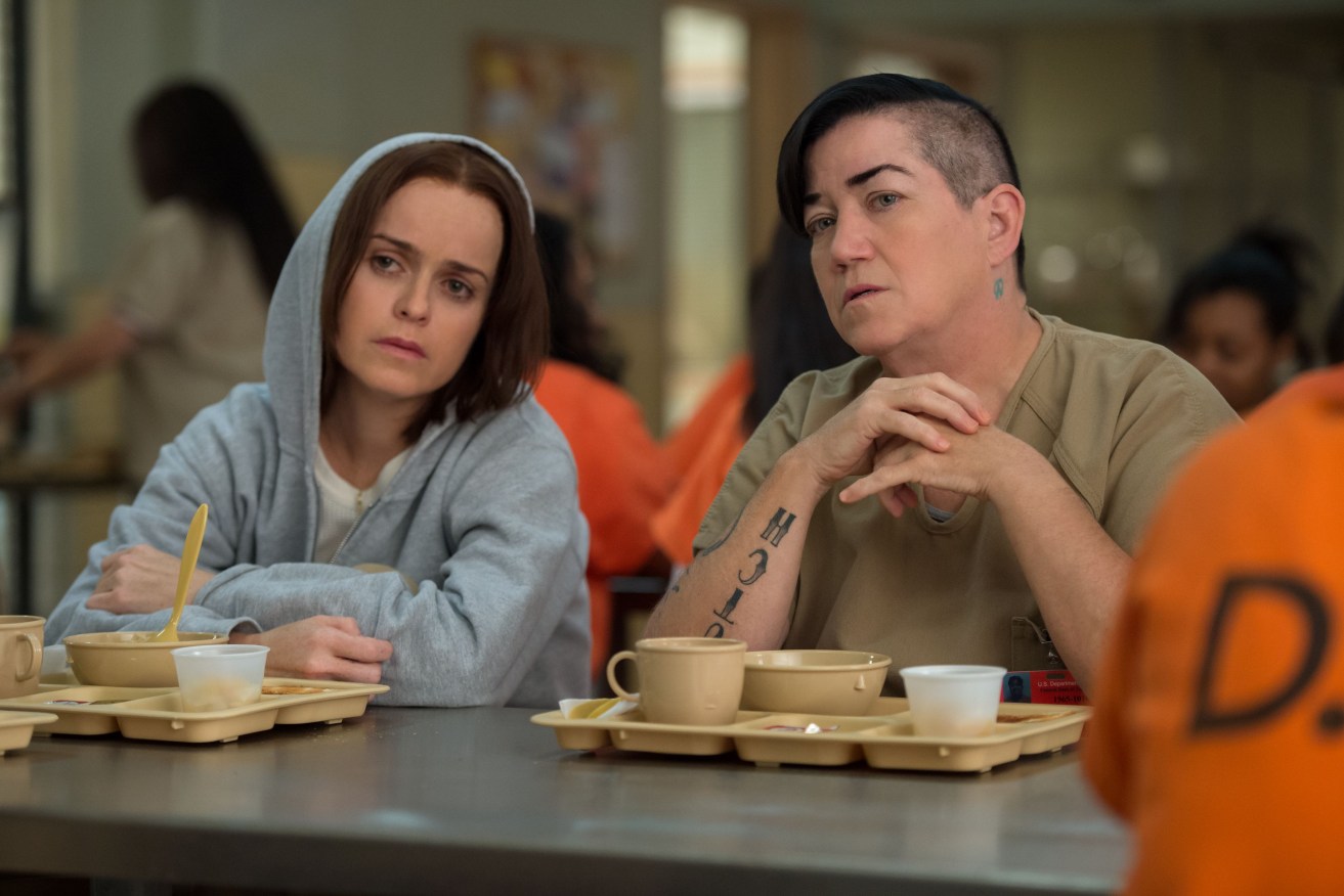 Big Boo (Lea DeLaria), right, and Tiffany ‘Pennsatucky’ Doggett (Taryn Manning). Photo: Tilted Productions/Lionsgate