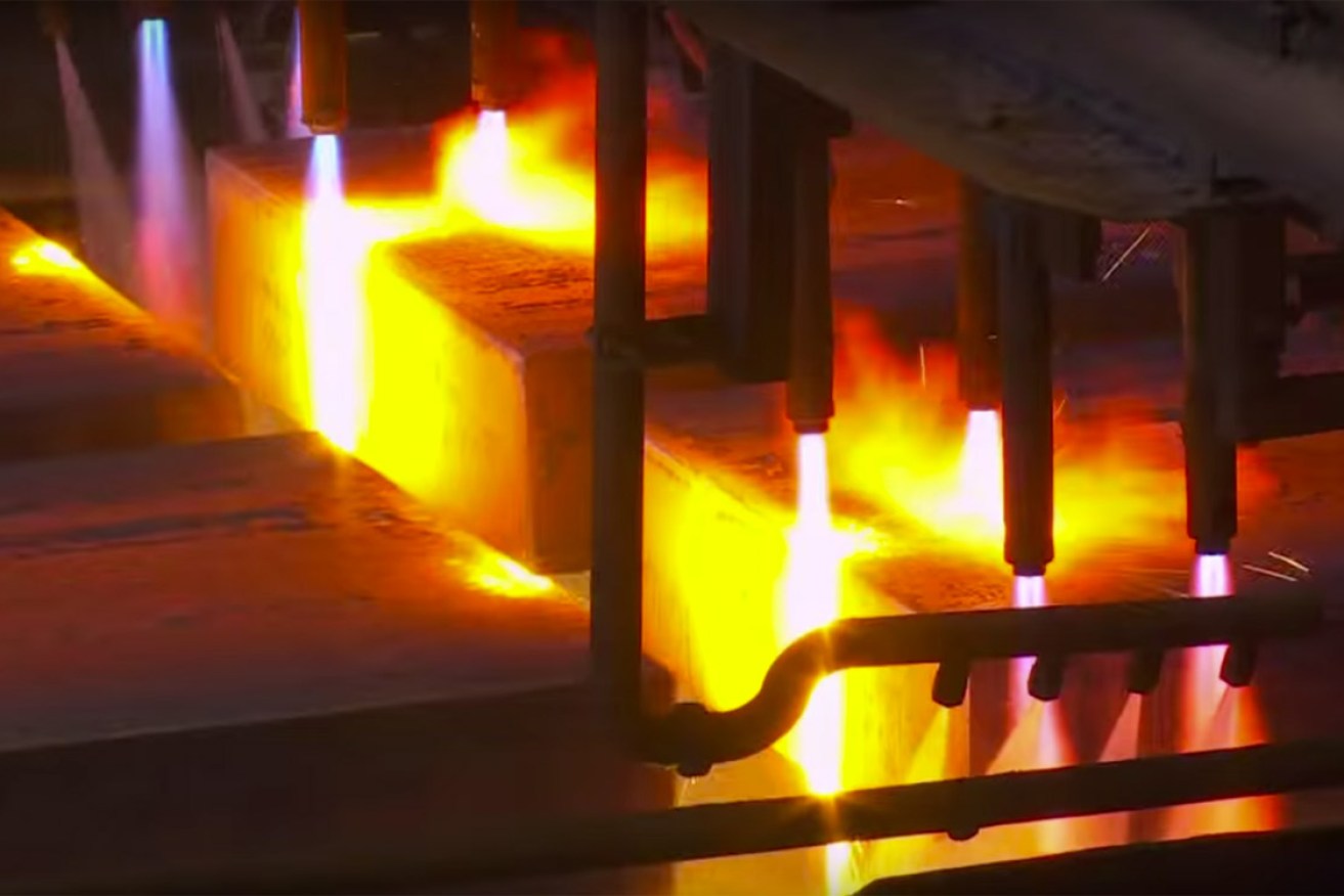 Steel being manufactured at Whyalla steelworks. 