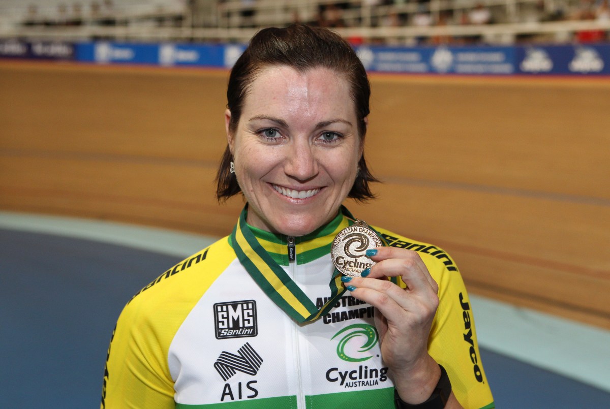 GOLDEN GIRL: Anna Meares winning the sprint cycling women's title in Adelaide. PHOTO: Cycling Australia via AAP.