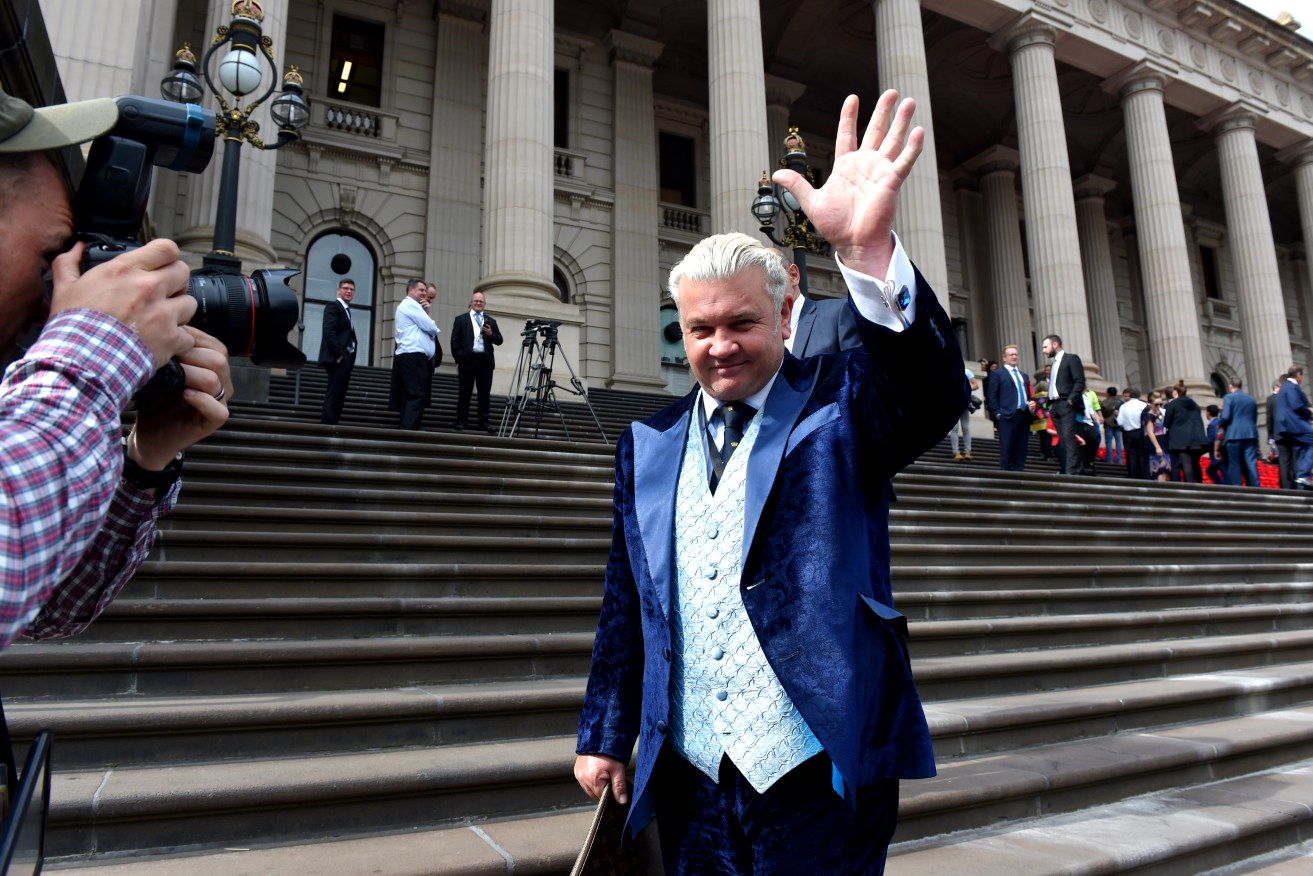 Sacked Geelong Mayor Darryn Lyons outside the Victorian Parliament. Photo: Tracey Nearmy / AAP