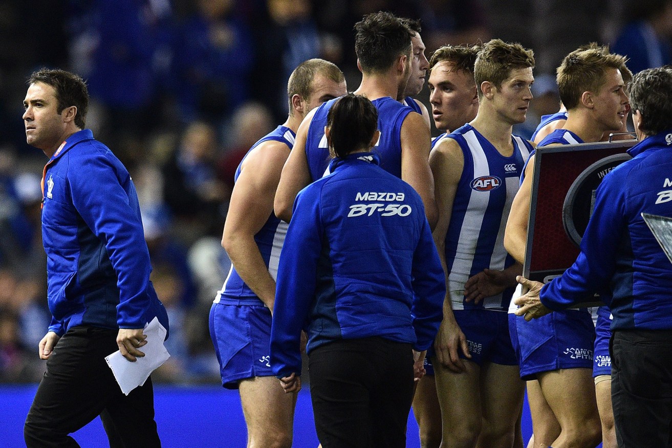 Brad Scott has plenty of challenges with his underperforming side, but he insists there is plenty to work with as well. Photo: Julian Smith, AAP.