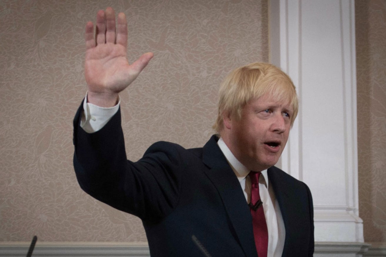 Boris Johnson waves during a press conference where he announced he will not enter the race to succeed David Cameron in Downing Street. Photo: PA