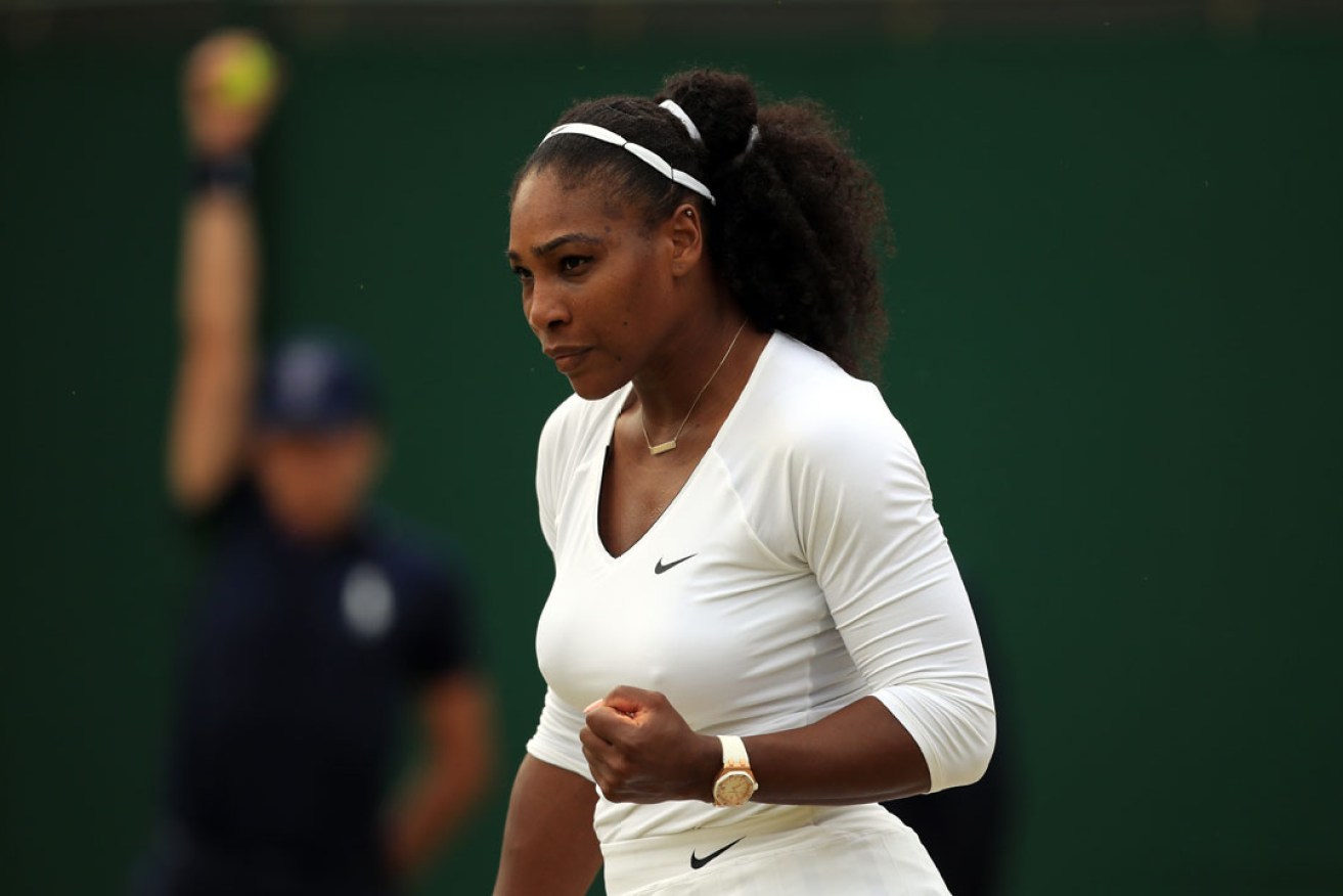 Serena Williams on court at Wimbledon. Photo: PA