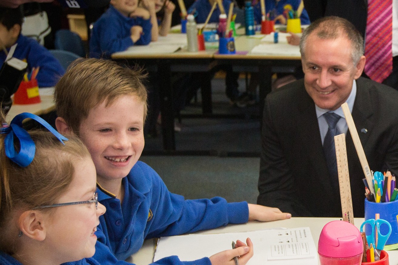 Jay Weatherill visiting a school. Photo: AAP