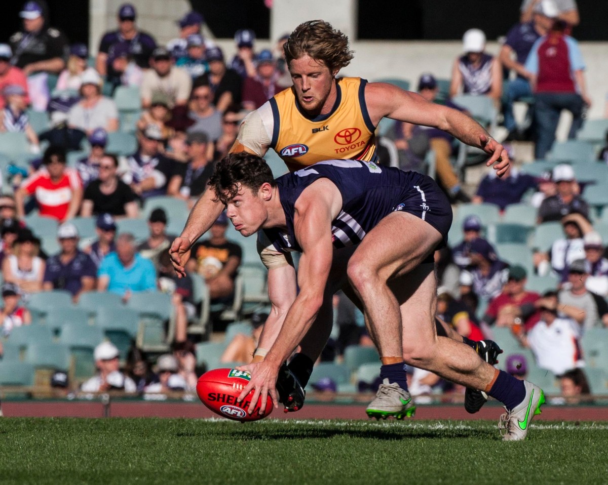 Lachie Neale of the Fremantle Dockers during the Round 21 AFL match between the Fremantle Dockers and the Adelaide Crows at the Domain Stadium in Perth, Sunday, Aug. 14, 2016. (AAP Image/Tony McDonough) NO ARCHIVING, EDITORIAL USE ONLY