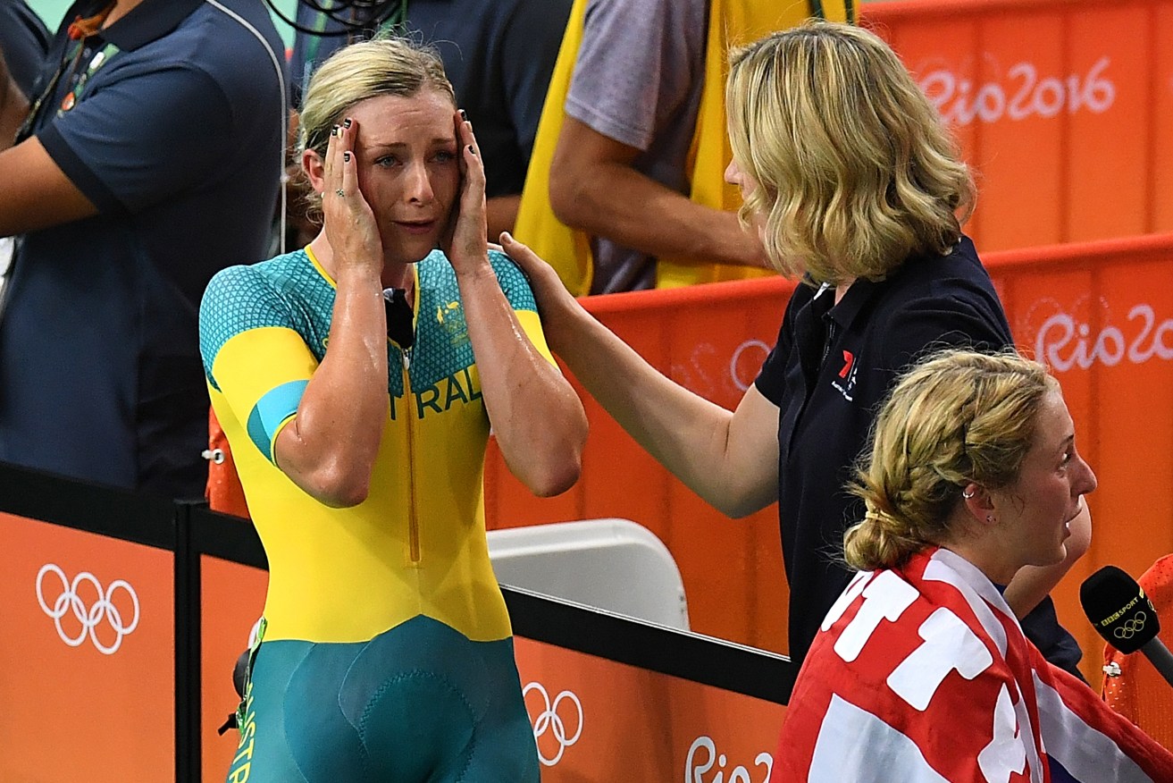 Annette Edmondson is Australia's latest medal hope to come up short in Rio, placing 8th in the Women's Omnium 66 overnight. Photo: Dean Lewins, AAP.