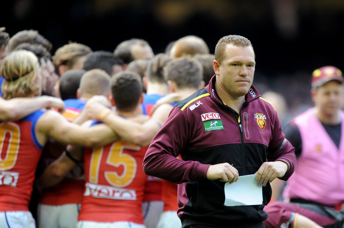 A dissapointed Brisbane Lions coach Justin Leppitsch walks off the ground, during the Round 23 AFL match between the St Kilda Saints and the Brisbane Lions, played at Etihad stadium in Melbourne, Sunday, Aug. 28, 2016. (AAP Image/Joe Castro) NO ARCHIVING, EDITORIAL USE ONLY
