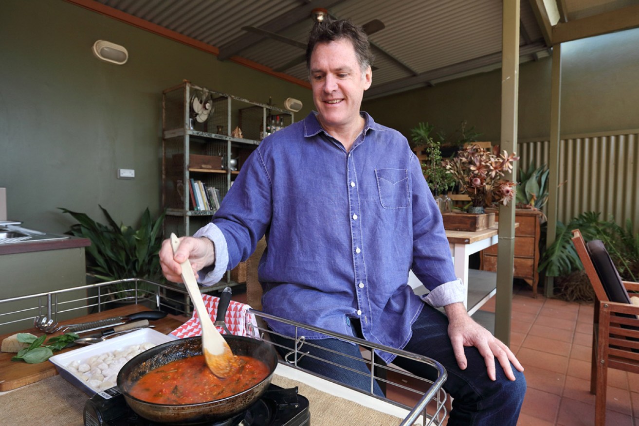 Nick Hannaford cooking at home. Photo: Tony Lewis