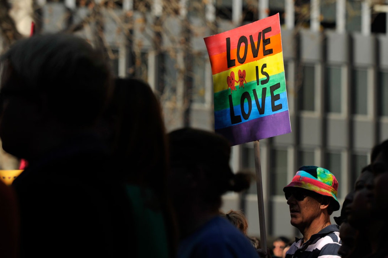 Marriage equality supporters at a rally last month. Photo: AAP
