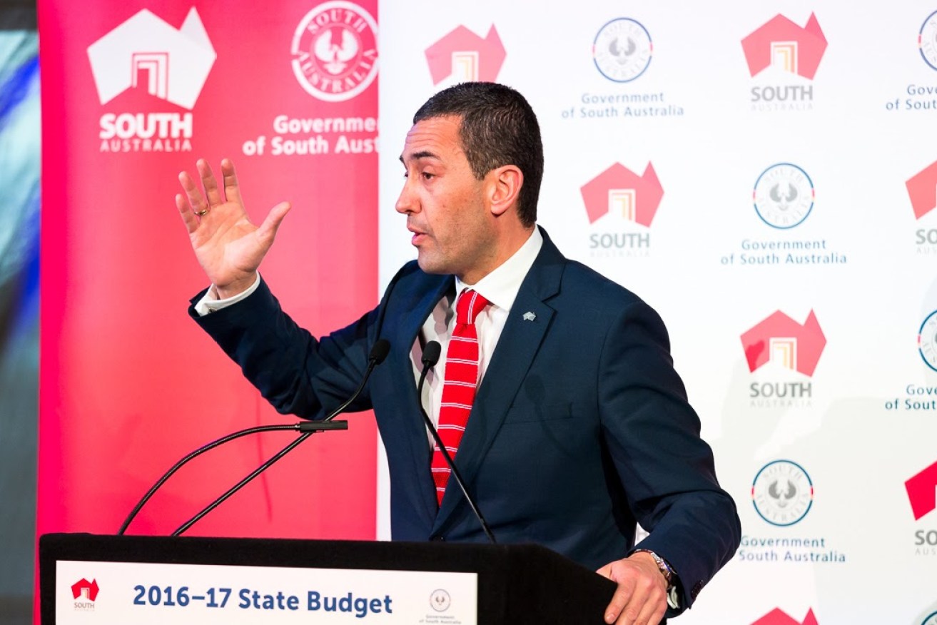 Tom Koutsantonis delivering his budget, which contained a new tax on gambling agencies. Photo: Andre Castellucci / InDaily