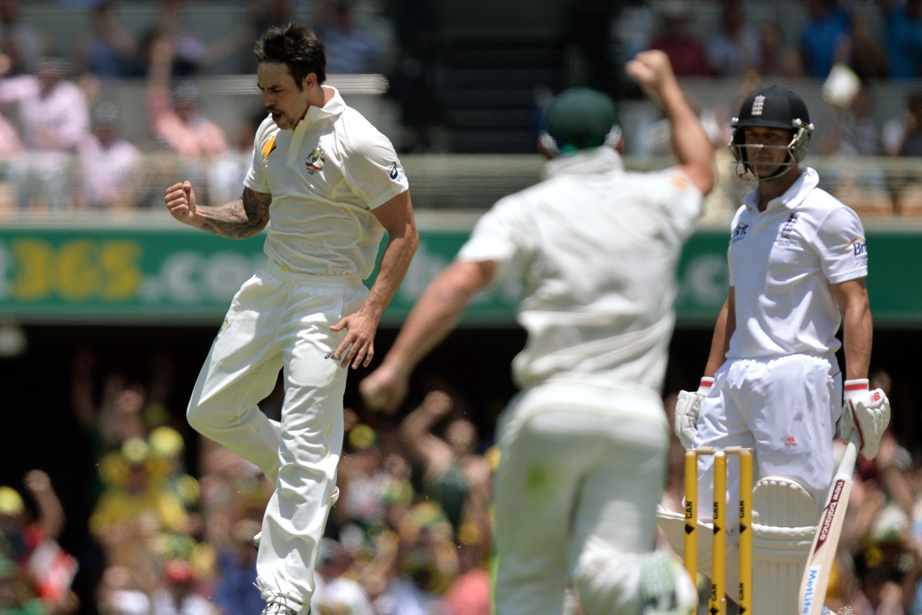 Jonathan Trott is dismissed by Mitchell Johnson during the first Ashes Test in 2013. He later left the tour citing a stress-related illness. Photo: Anthony Devlin / PA Wire