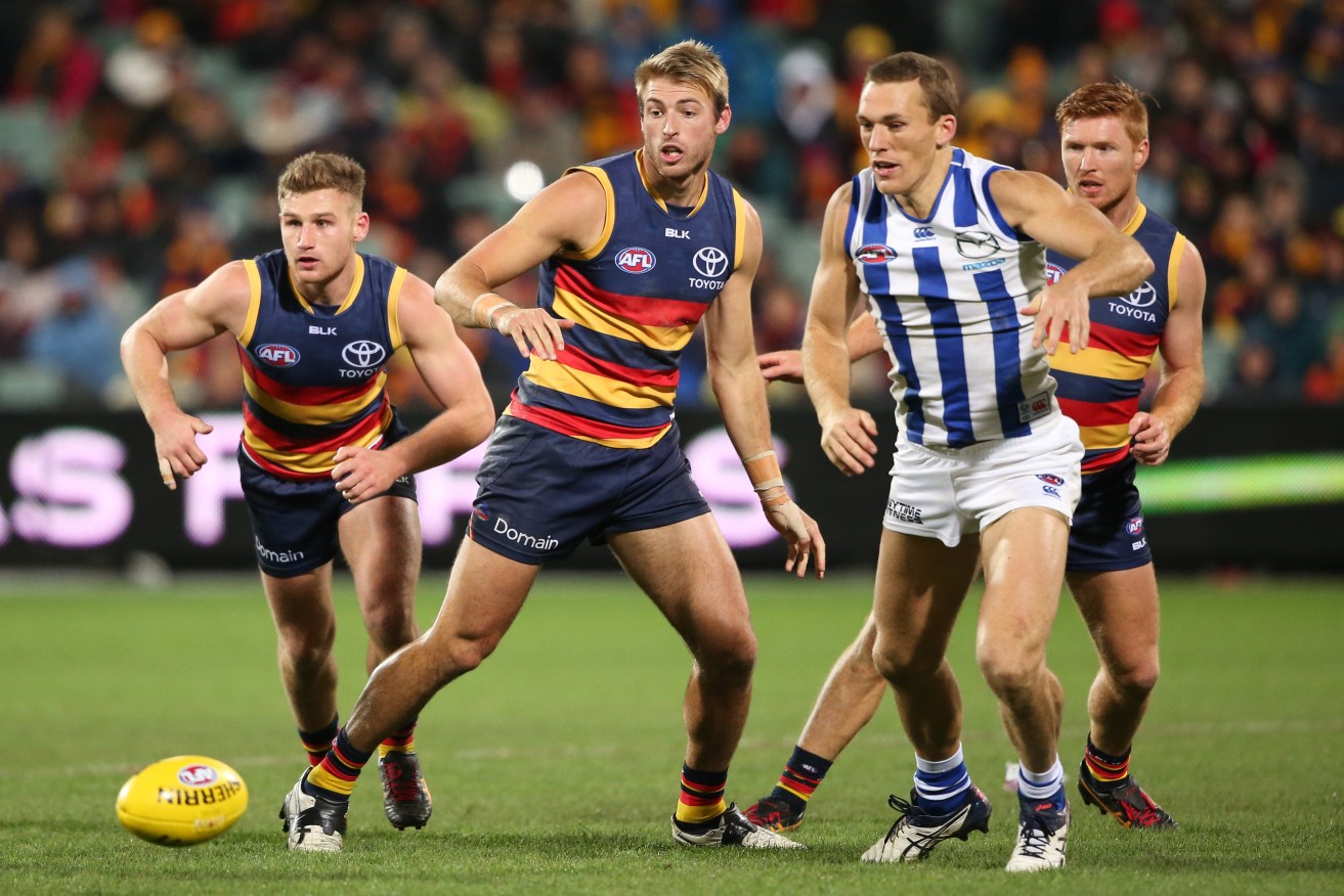 Drew Petrie is confident he will hold his place to stretch Adelaide's defence. Photo: Ben Macmahon / AAP