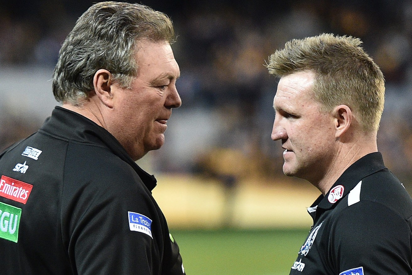 Nathan Buckley says he will miss Neil Balmes counsel. Photo: Julian Smith / AAP