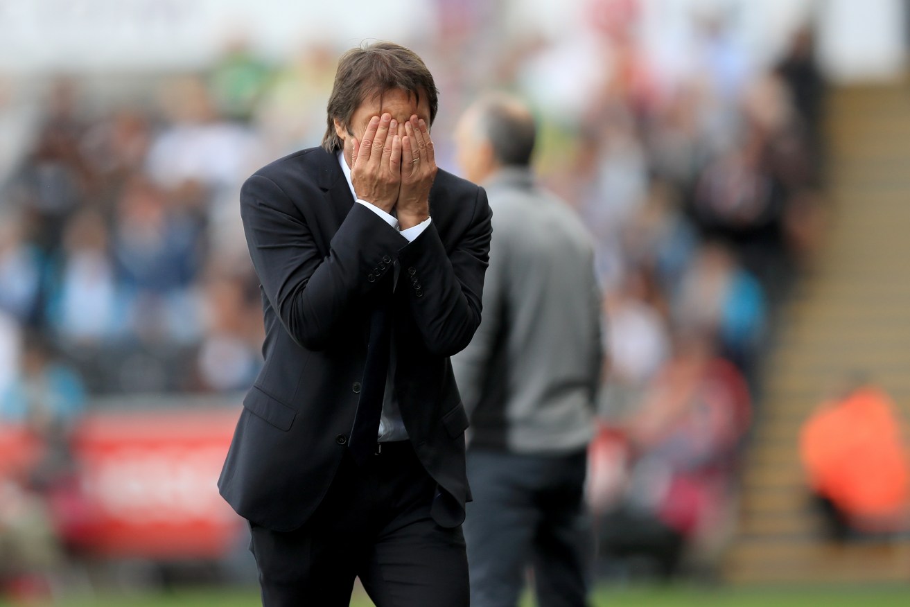 Chelsea manager Antonio Conte reacts on the touchline during the match. Photo: Mike Egerton / PA Wire