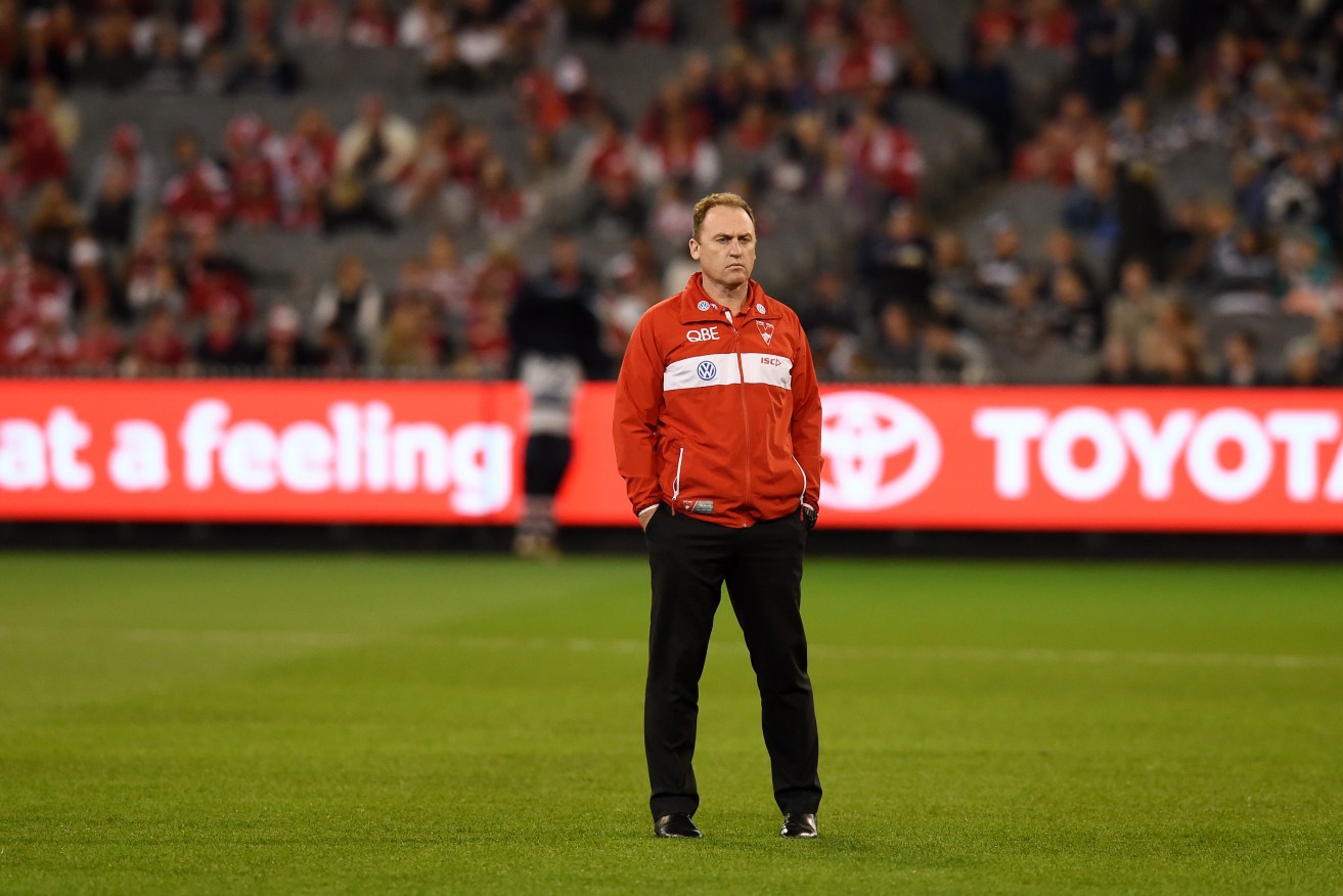 John Longmire before the preliminary final against Geelong. Photo: Tracey Nearmy / AAP