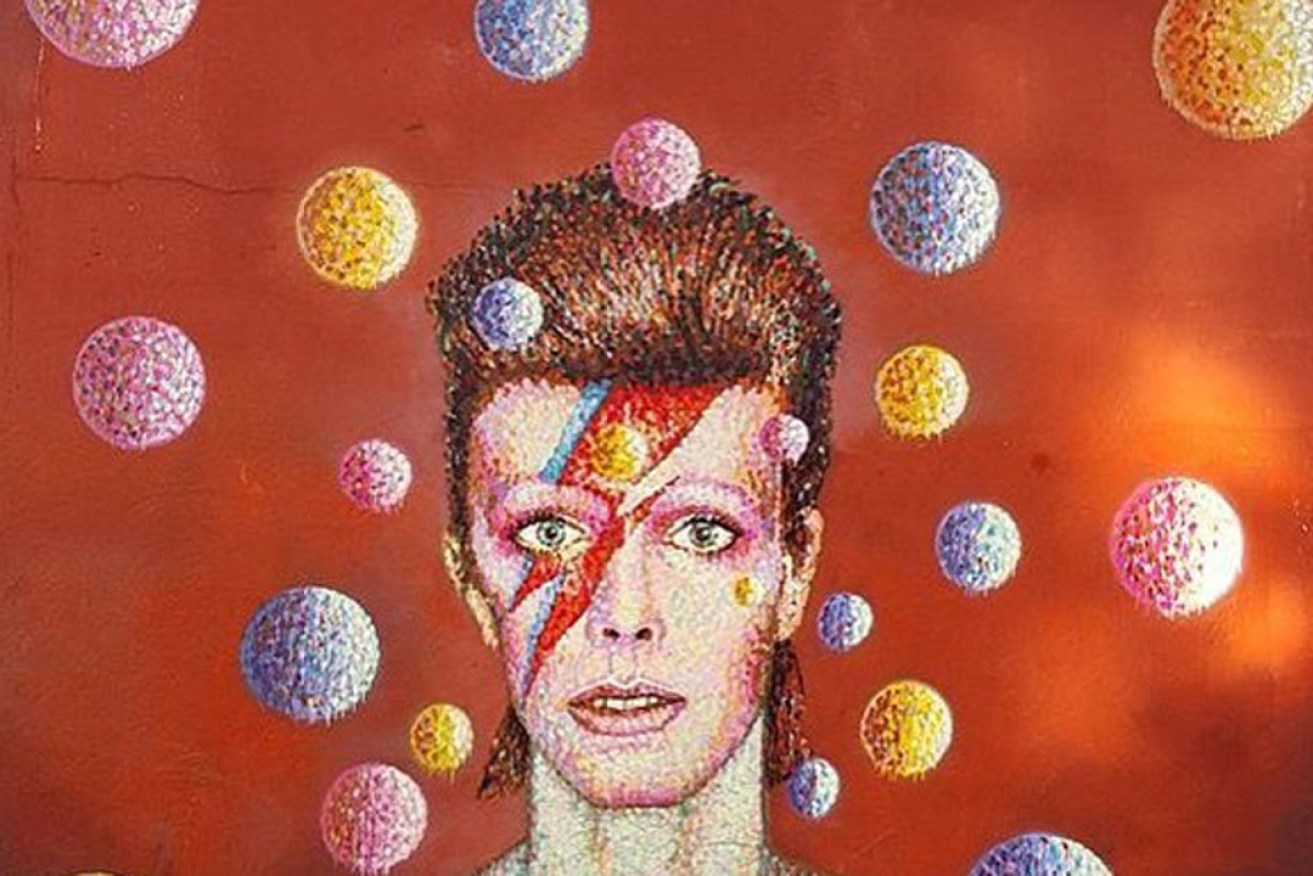 A portrait of David Bowie by James Cochran, one of six artists commissioned by the ASO to create work for a fundraising project with Aptos Cruz Galleries. 