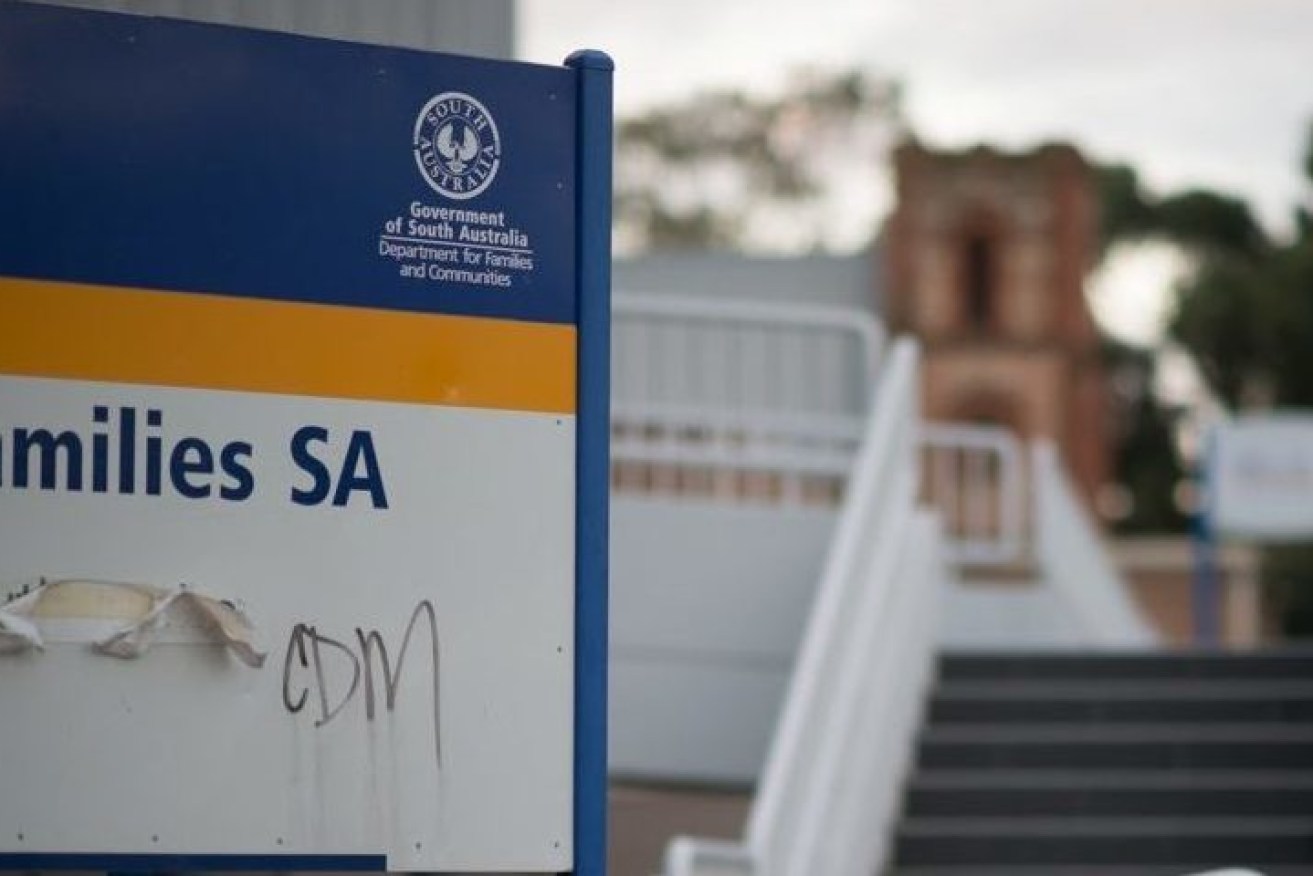 A Families SA sign, clearly in need of some "re-badging". Photo: Nat Rogers / InDaily