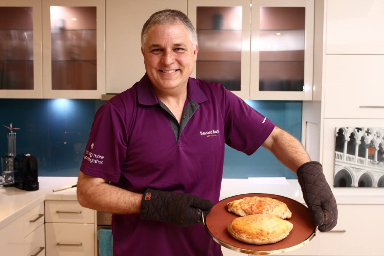 Wayne Matters with home made calzone. Photo: Tony Lewis