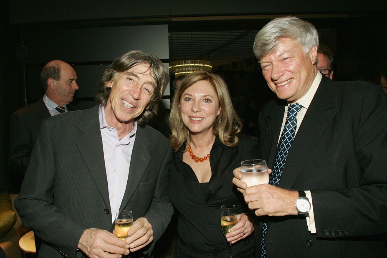 Richard Neville (left) with his wife Julie Clarke and friend Geoffrey Robertson at an event in 2007 where he spoke about Australia's 'worsening record on free speech'. Photo: AAP