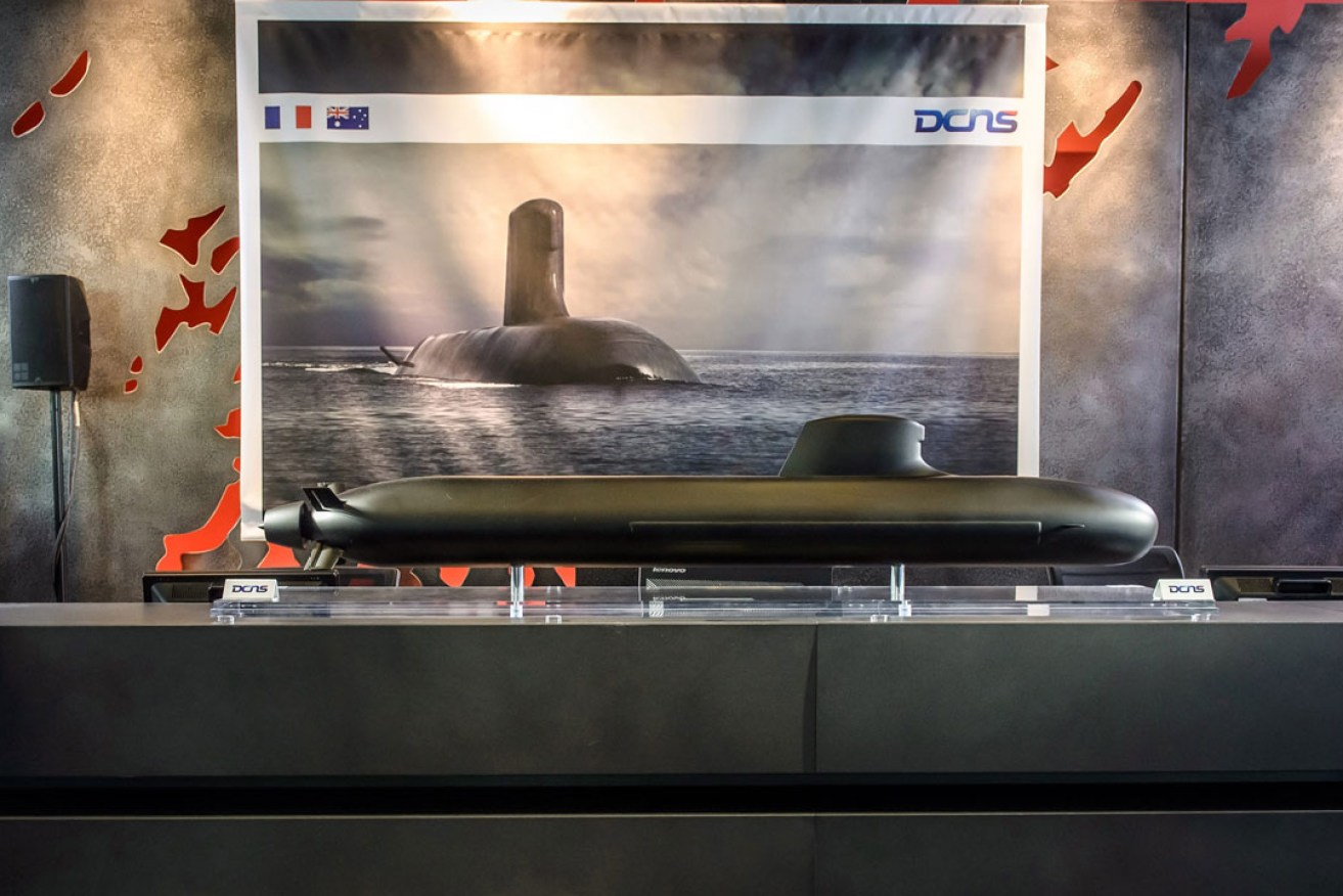A mock-up of the Shortfin Barracuda submarine, with a fleet of 12 to be built in Adelaide. Photo: EPA