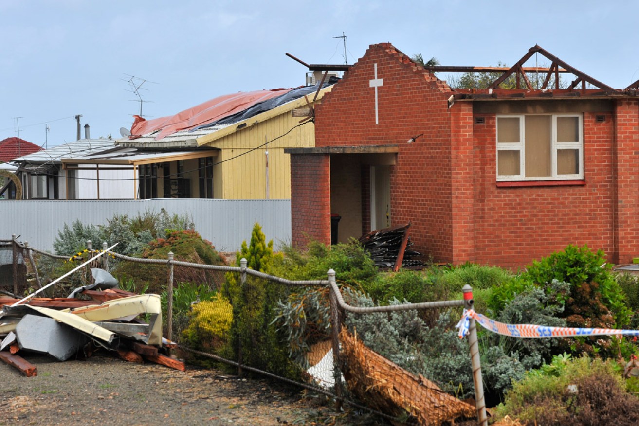 Storm damage in the town of Blyth. Photo: AAP.