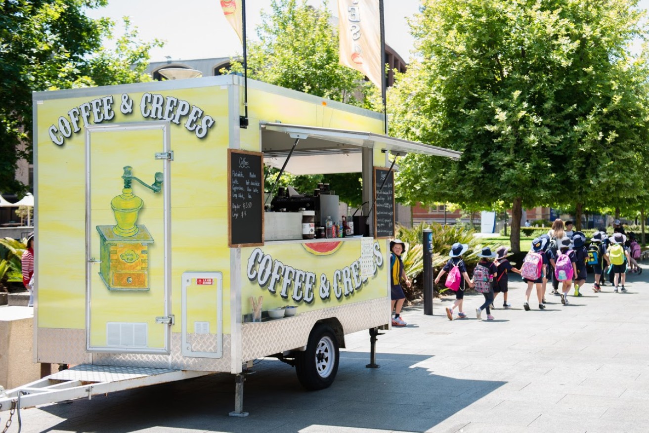 The Coffee & Crepes food truck, trading on North Terrace. Photo: Nat Rogers/InDaily