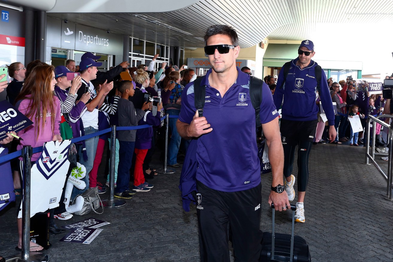 DEPARTURE LOUNGE: Retired Docker Matthew Pavlich racked up more air travel than anyone in the AFL. Photo: Theron Kirkman / AAP