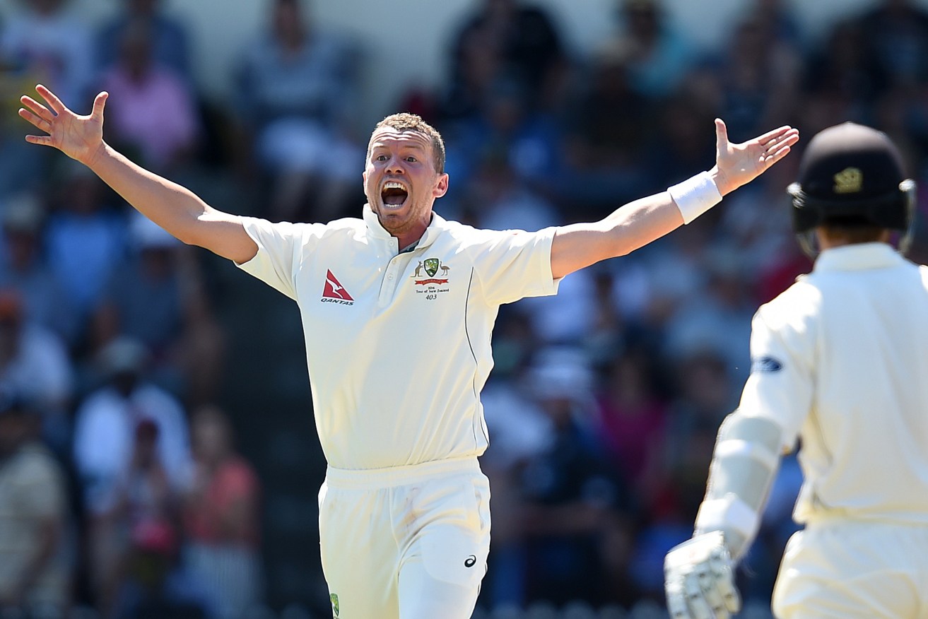 Peter Siddle bowling against New Zealand in February before being sidelined with a stress fracture. Photo: Dave Hunt / AAP