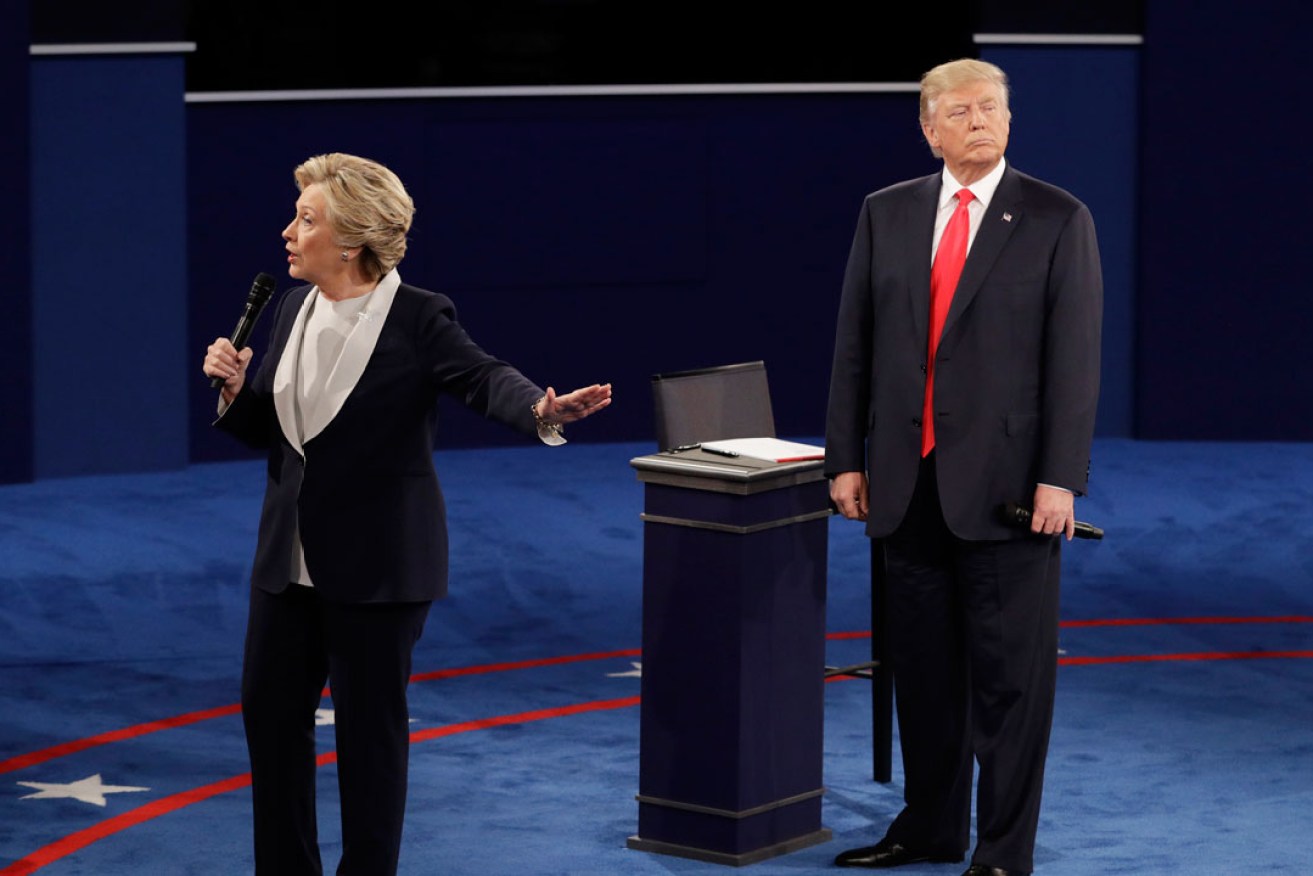Hilary Clinton and Donald Trump during the second presidential debate. Photo: AP