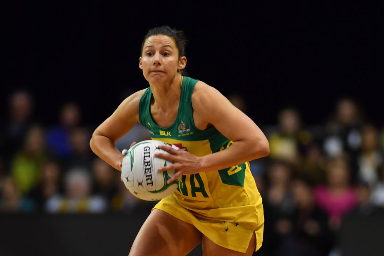 Madi Robinson in action during game two of the Constellation Cup netball test. Photo: AAP 