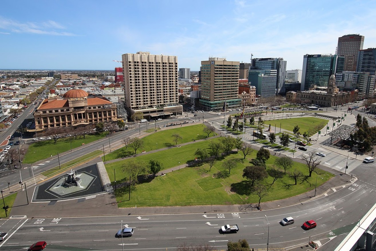 The Adelaide City Council spent $28 million upgrading the northern section of Victoria Square in 2014, but the southern part (left) is yet to be redeveloped. Photo: Tony Lewis/InDaily