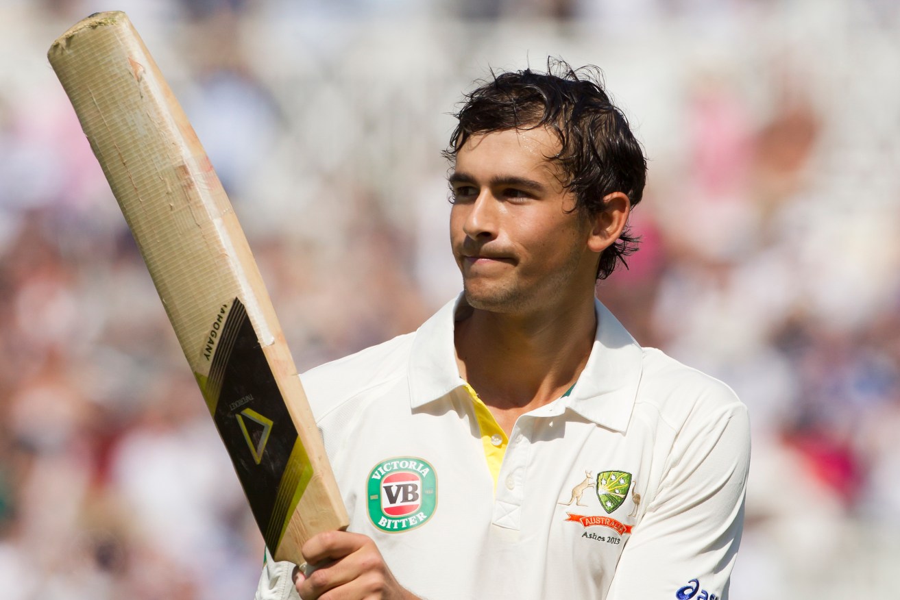 Ashton Agar salutes the crowd at Trent Bridge after scoring his record-breaking 98 runs on the second day of the opening Ashes Test in 2013. Photo: Jon Super / AP